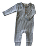 BR-03 Organic Cotton Button Romper | Heather Grey
