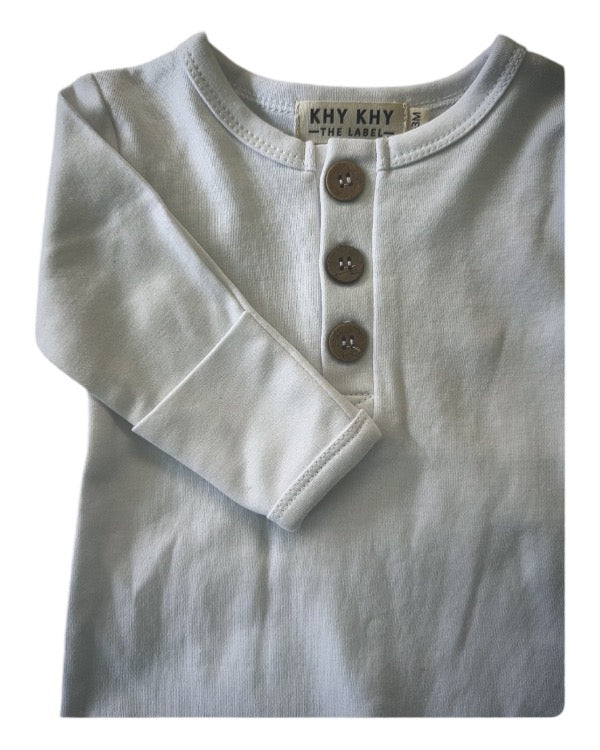 Organic Cotton Button Romper | White Linen