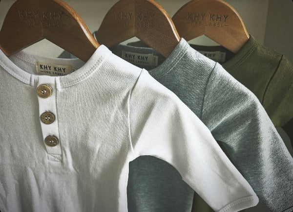 Organic Cotton Button Romper | Heather Grey