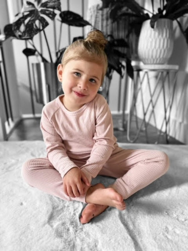 Organic Cotton Ribbed Lounge Set | Bubble Gum