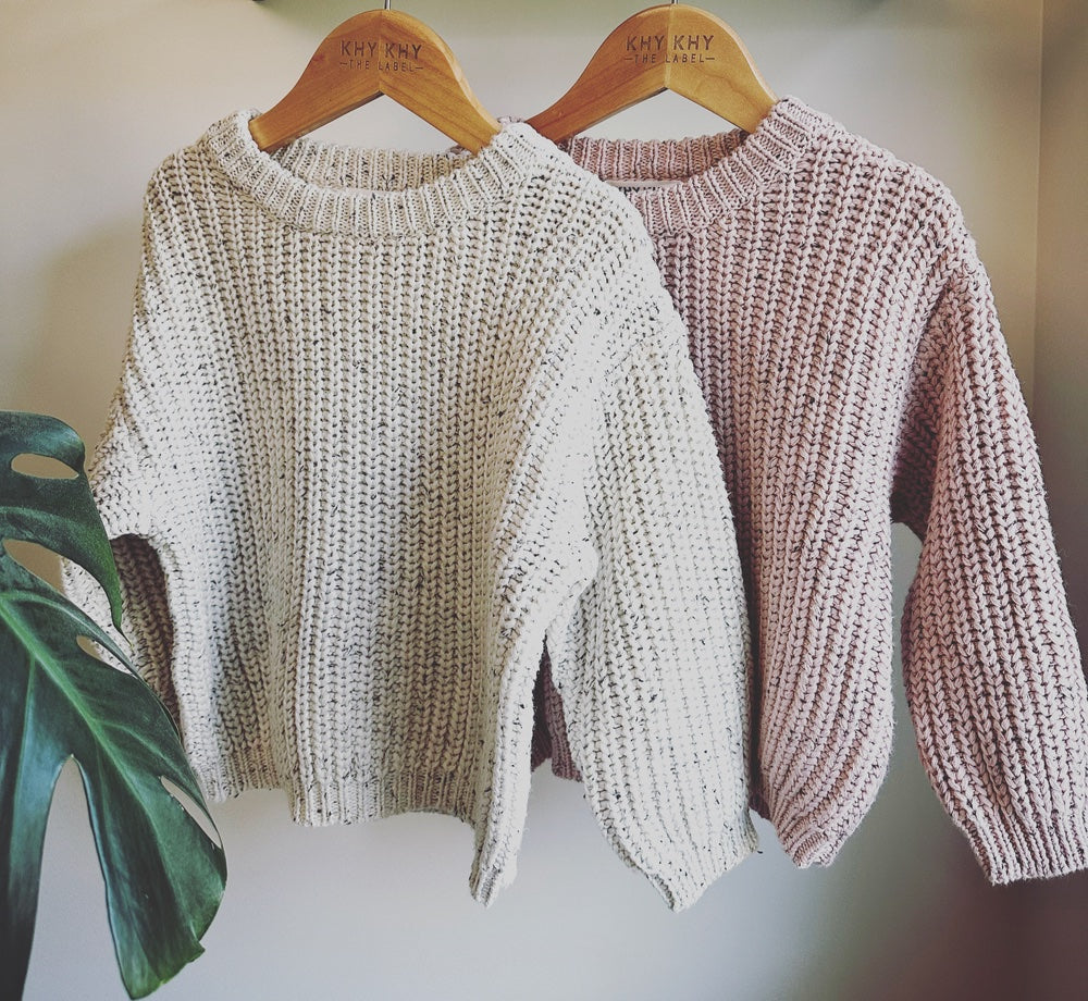 Organic Cotton Chunky Knit Sweater In Cherry Blossom - Khy Khy The Label