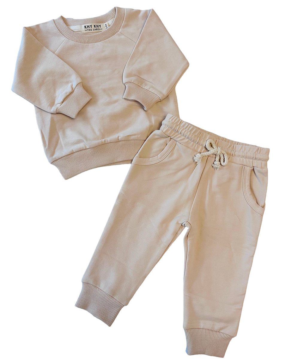 Organic Cotton Jogger Set in Cream - Khy Khy The Label