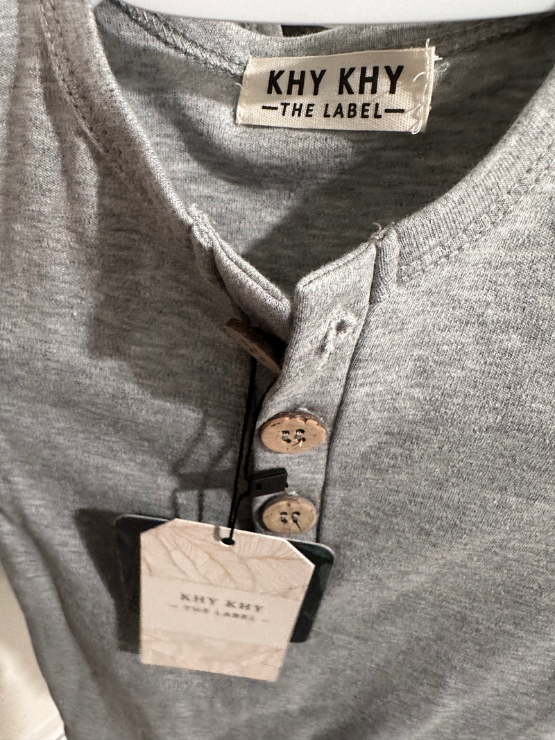 BR-04 Organic Cotton Button Romper | Heather Grey