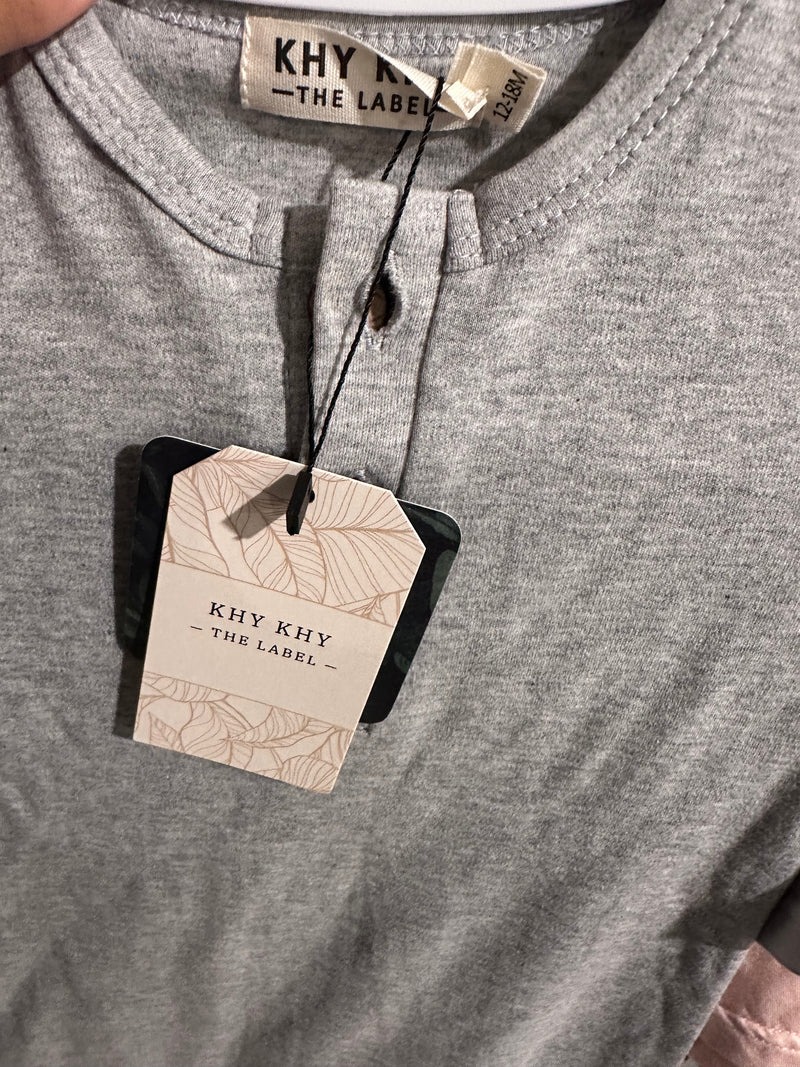 BR-05 Organic Cotton Button Romper | Heather Grey