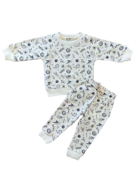 Organic Cotton Jogger Set in Snowberry - Khy Khy The Label